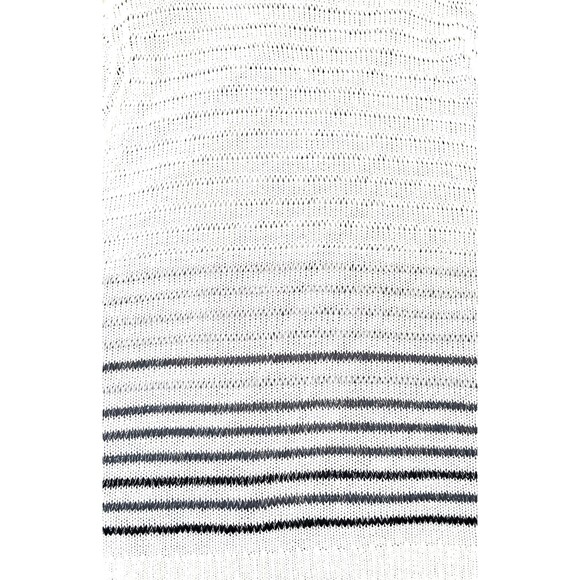 SKOVHUUS White Striped Cardigan Sweater Sz XL Gray Black Silver Stripes Italy - Picture 3 of 9